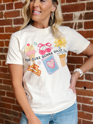 For Sure Gonna Dilly Dally Graphic Tee, Ivory