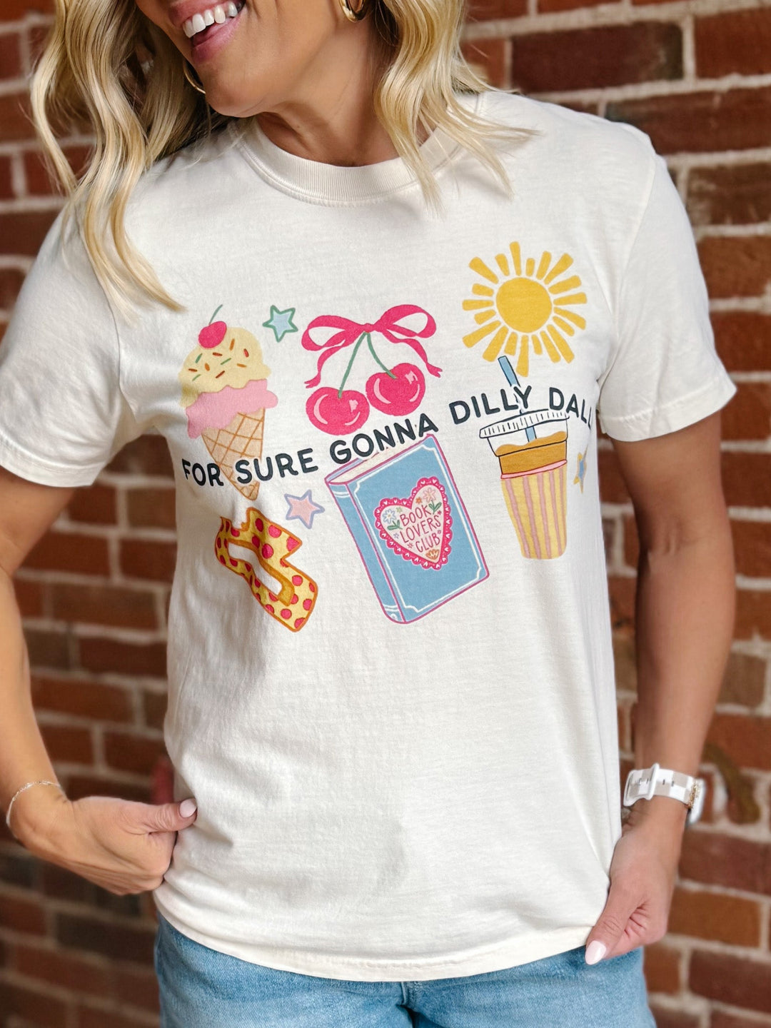 For Sure Gonna Dilly Dally Graphic Tee, Ivory