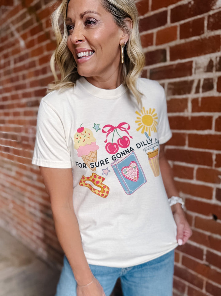For Sure Gonna Dilly Dally Graphic Tee, Ivory