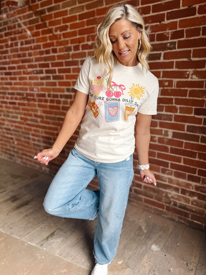 For Sure Gonna Dilly Dally Graphic Tee, Ivory