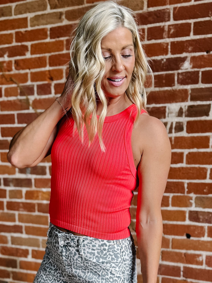 Fresh Form Ribbed Tank, Poppy Red