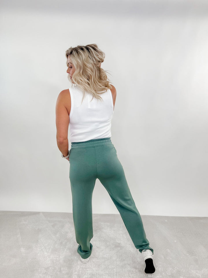 Fresh Start Modal Luxe Pintuck Pants, Sage Leaf