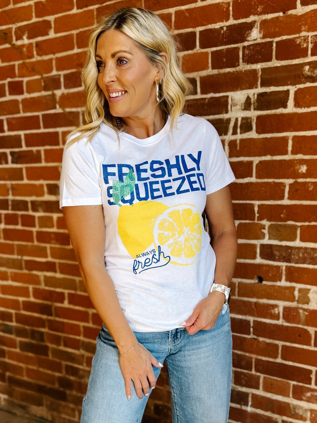 Freshly Squeezed Lemons Graphic Tee, White