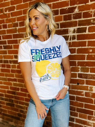 Freshly Squeezed Lemons Graphic Tee, White