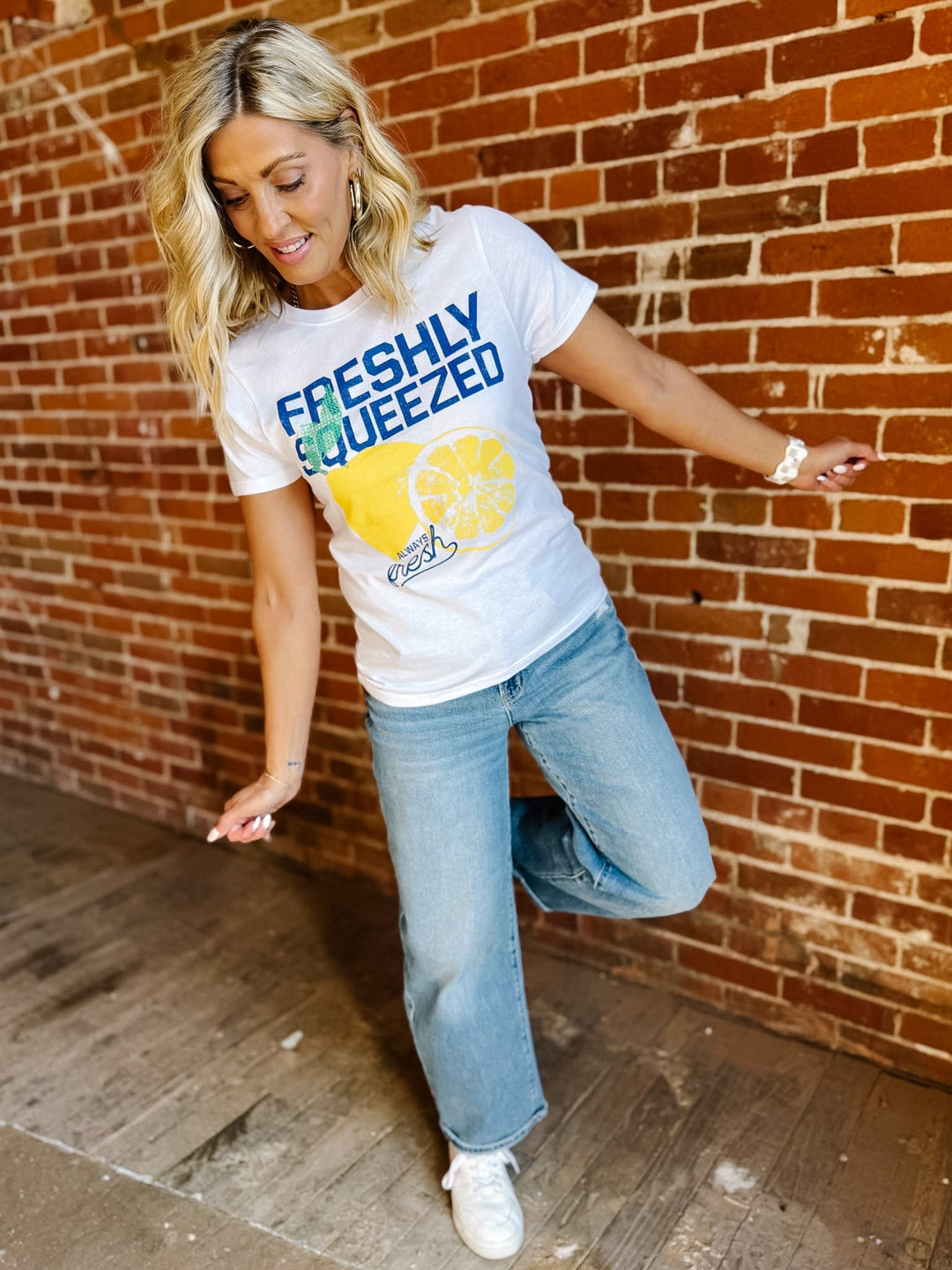 Freshly Squeezed Lemons Graphic Tee, White