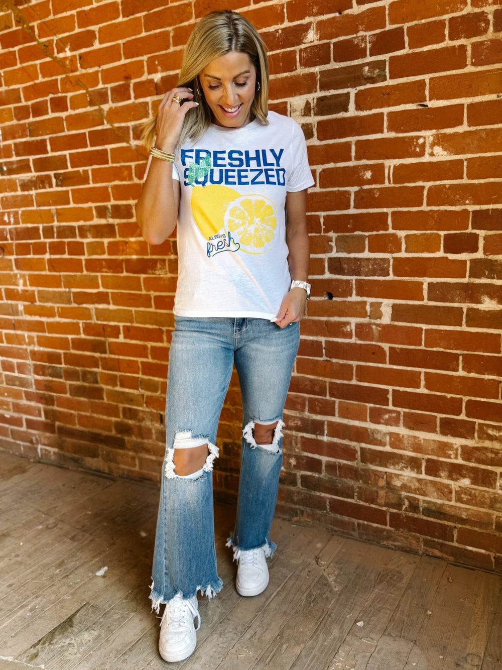 Freshly Squeezed Lemons Graphic Tee, White