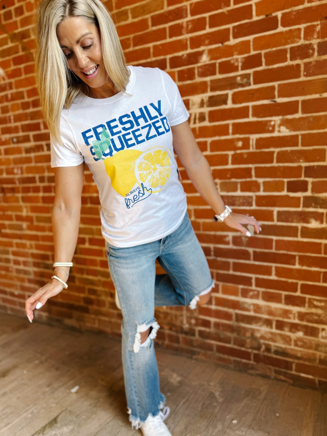 Freshly Squeezed Lemons Graphic Tee, White