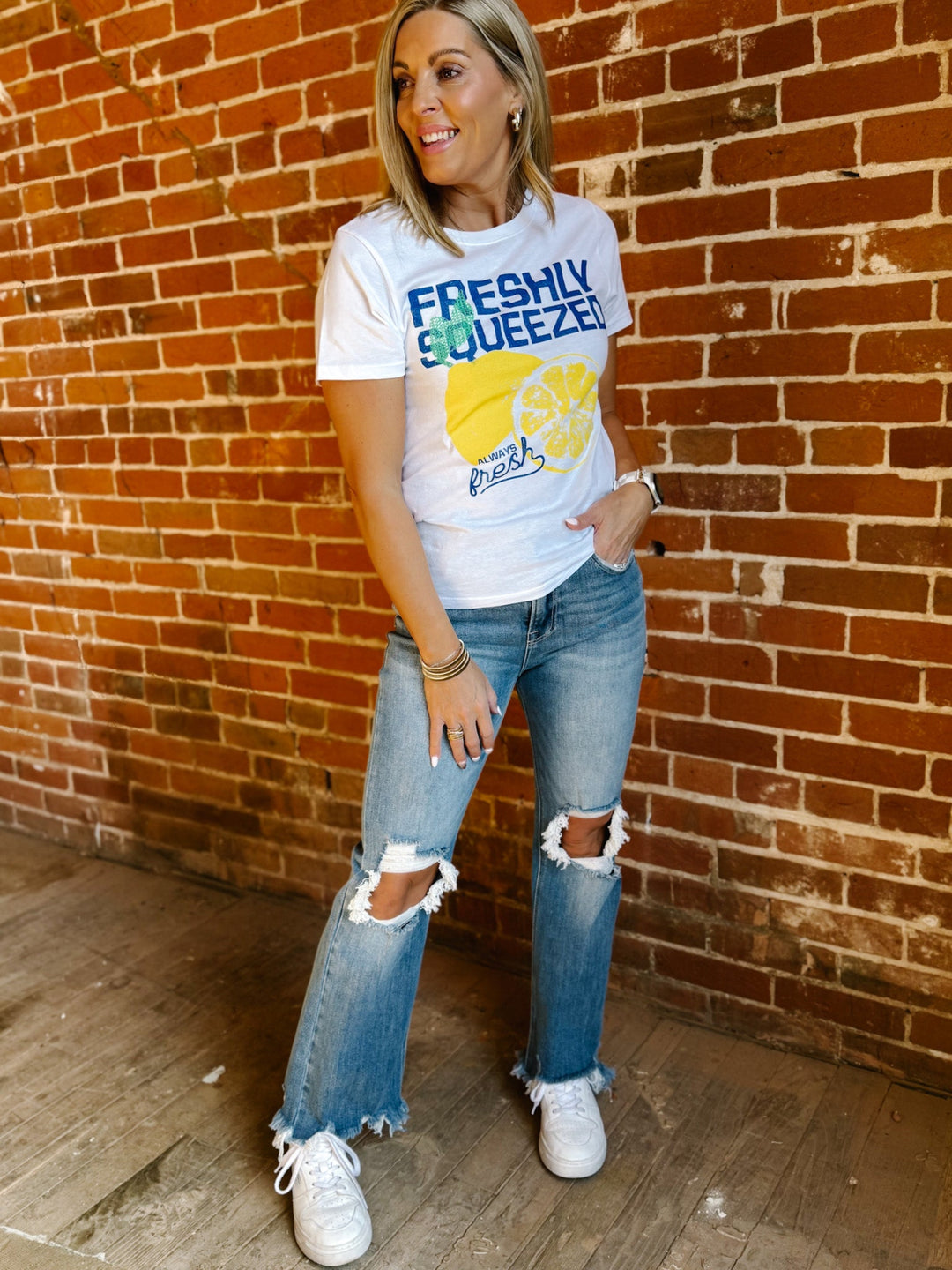 Freshly Squeezed Lemons Graphic Tee, White