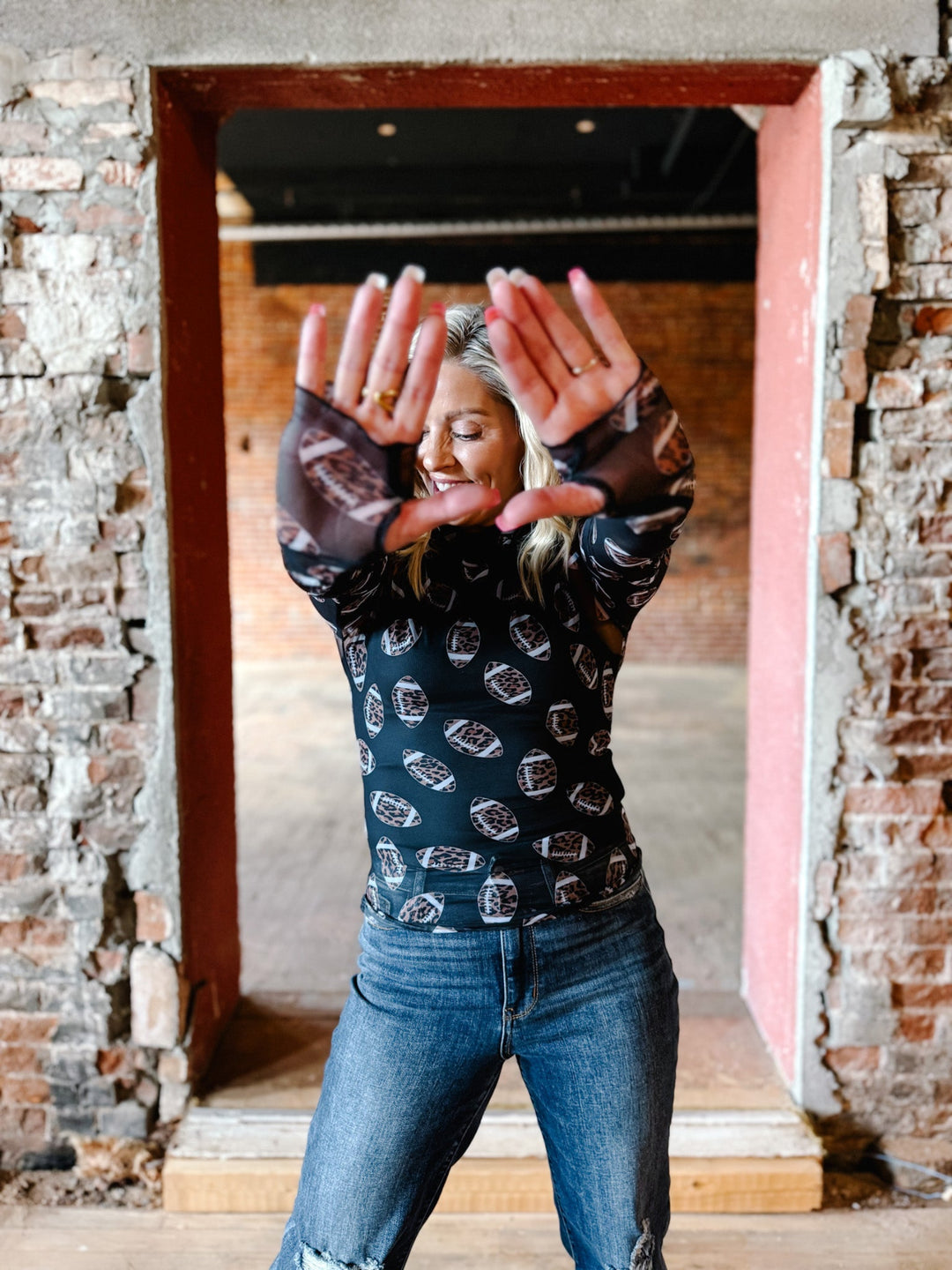 Game Day Glam Mesh Top, Black