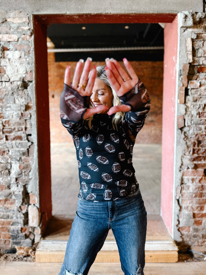 Game Day Glam Mesh Top, Black