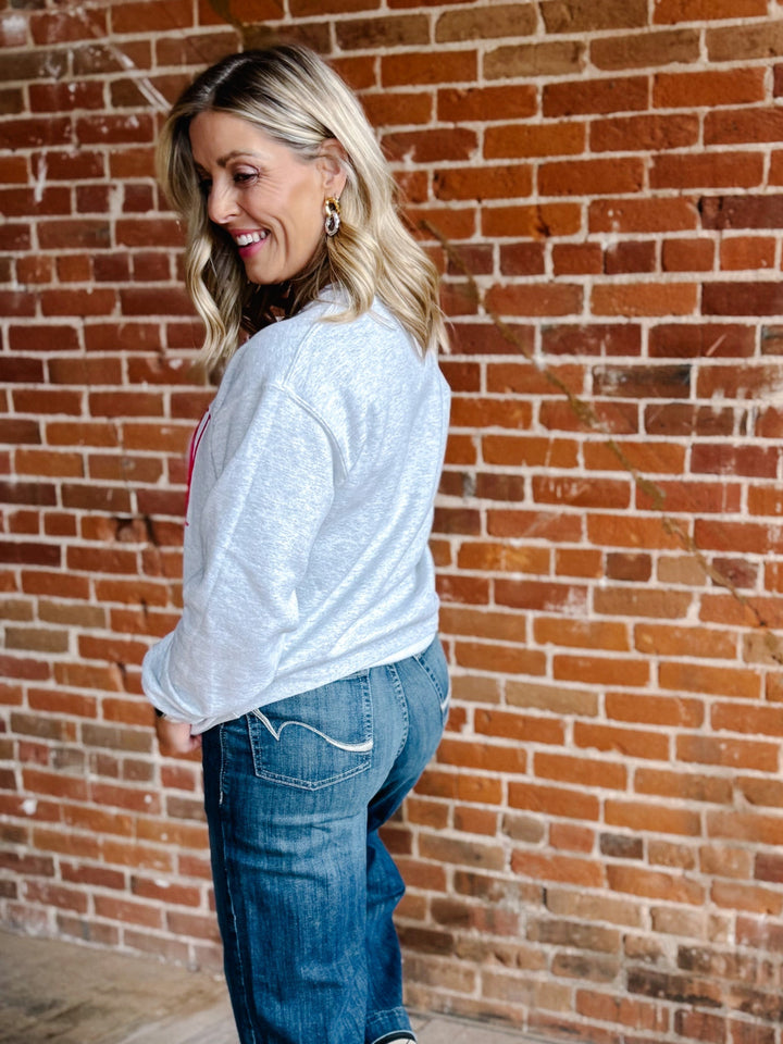 Gameday Red Puff Ink Sweatshirt, Heather Grey