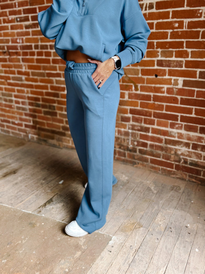 Get What you Want Scuba Straight Leg Pant, Paradise Blue