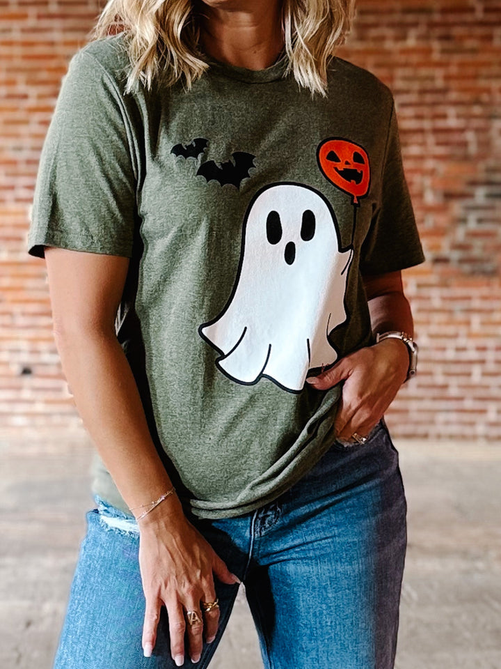 Ghost Balloon Graphic Tee, Olive