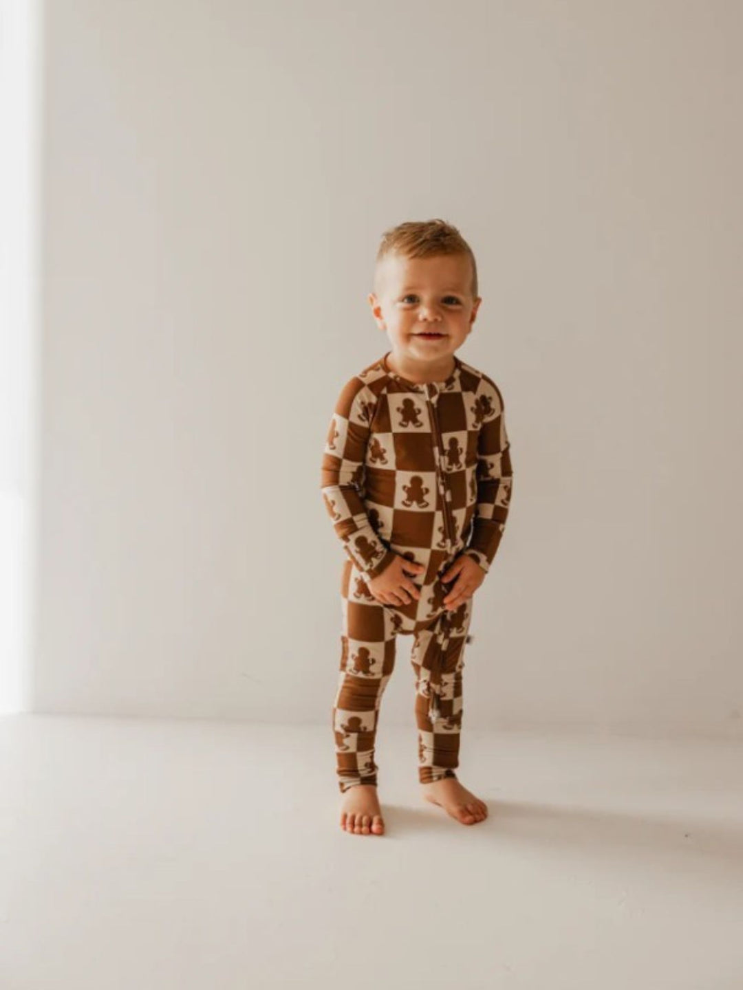 Forever French Baby Bamboo Zip Pajamas, Gingerbread