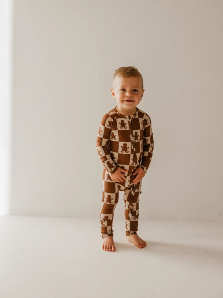 Forever French Baby Bamboo Zip Pajamas, Gingerbread