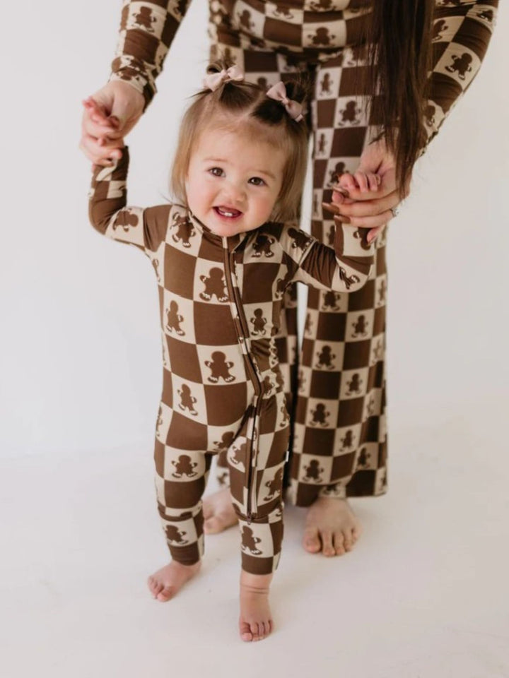 Forever French Baby Bamboo Zip Pajamas, Gingerbread