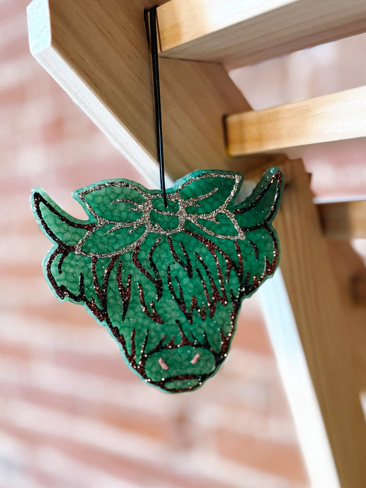 Highand Cow Car Freshie, Green Champagne Toast