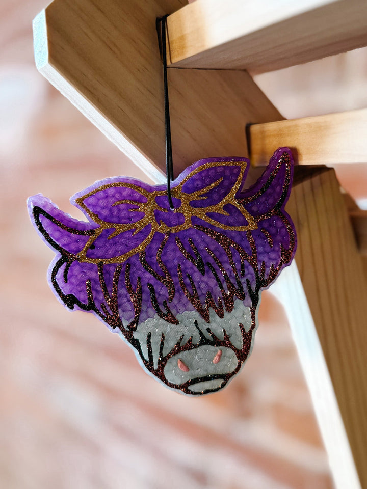 Highand Cow Car Freshie, Grey Volcano