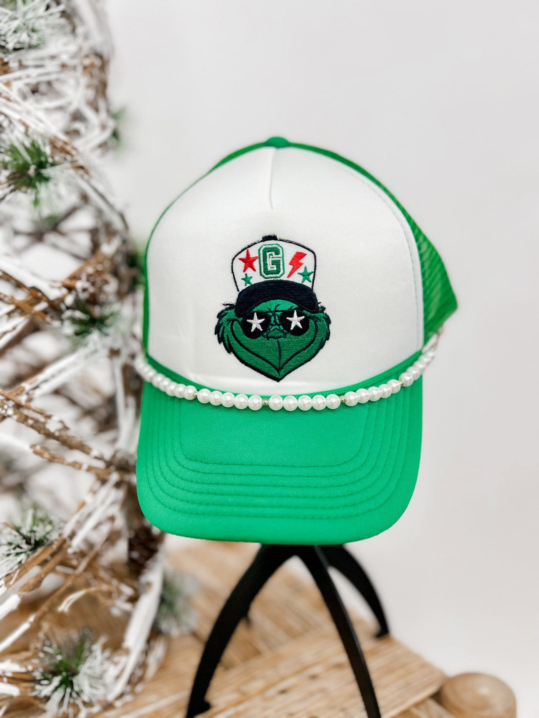 Grinch Glam Trucker Hat, Green