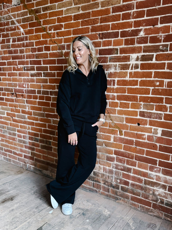 Halo Quarter Zip Pullover, Black