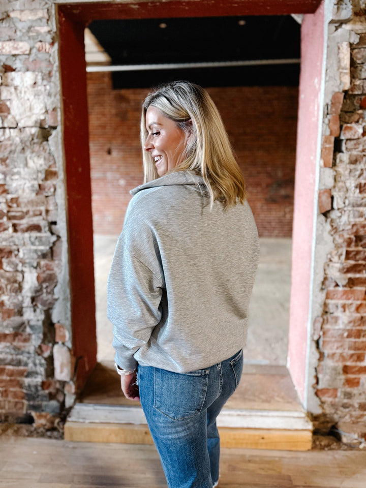 Halo Quarter Zip Pullover, Heather Grey