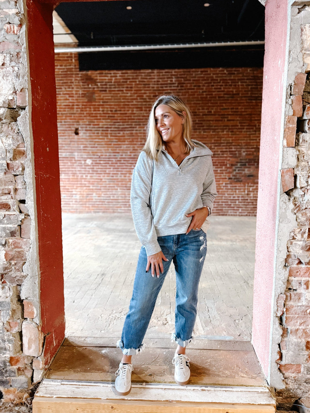 Halo Quarter Zip Pullover, Heather Grey