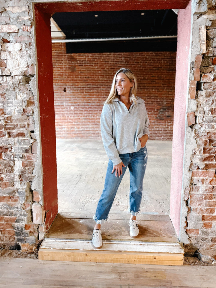 Halo Quarter Zip Pullover, Heather Grey