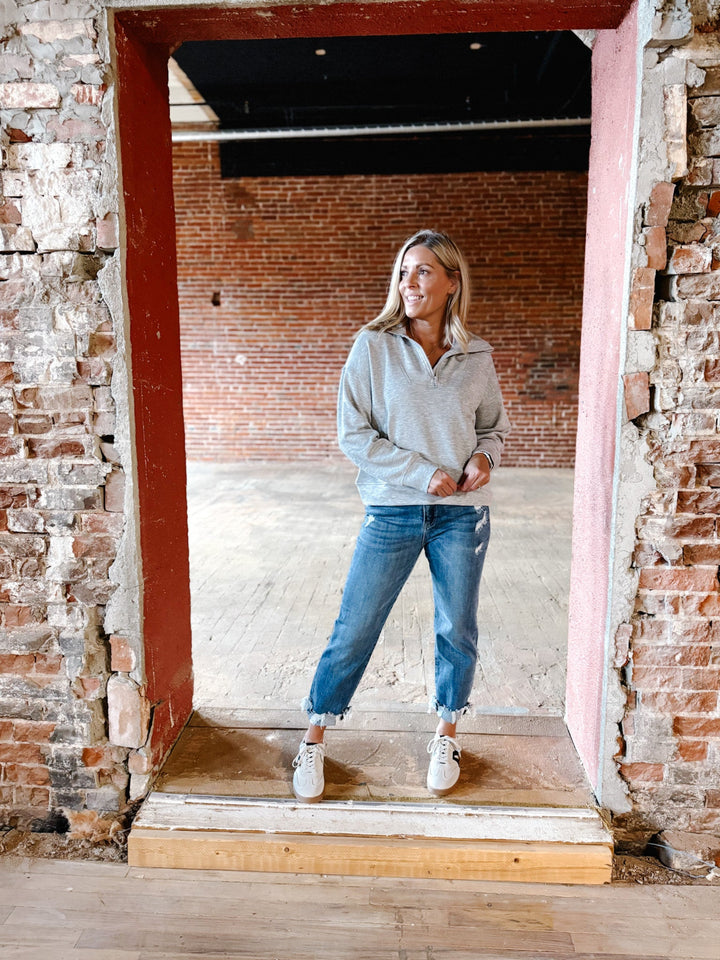 Halo Quarter Zip Pullover, Heather Grey