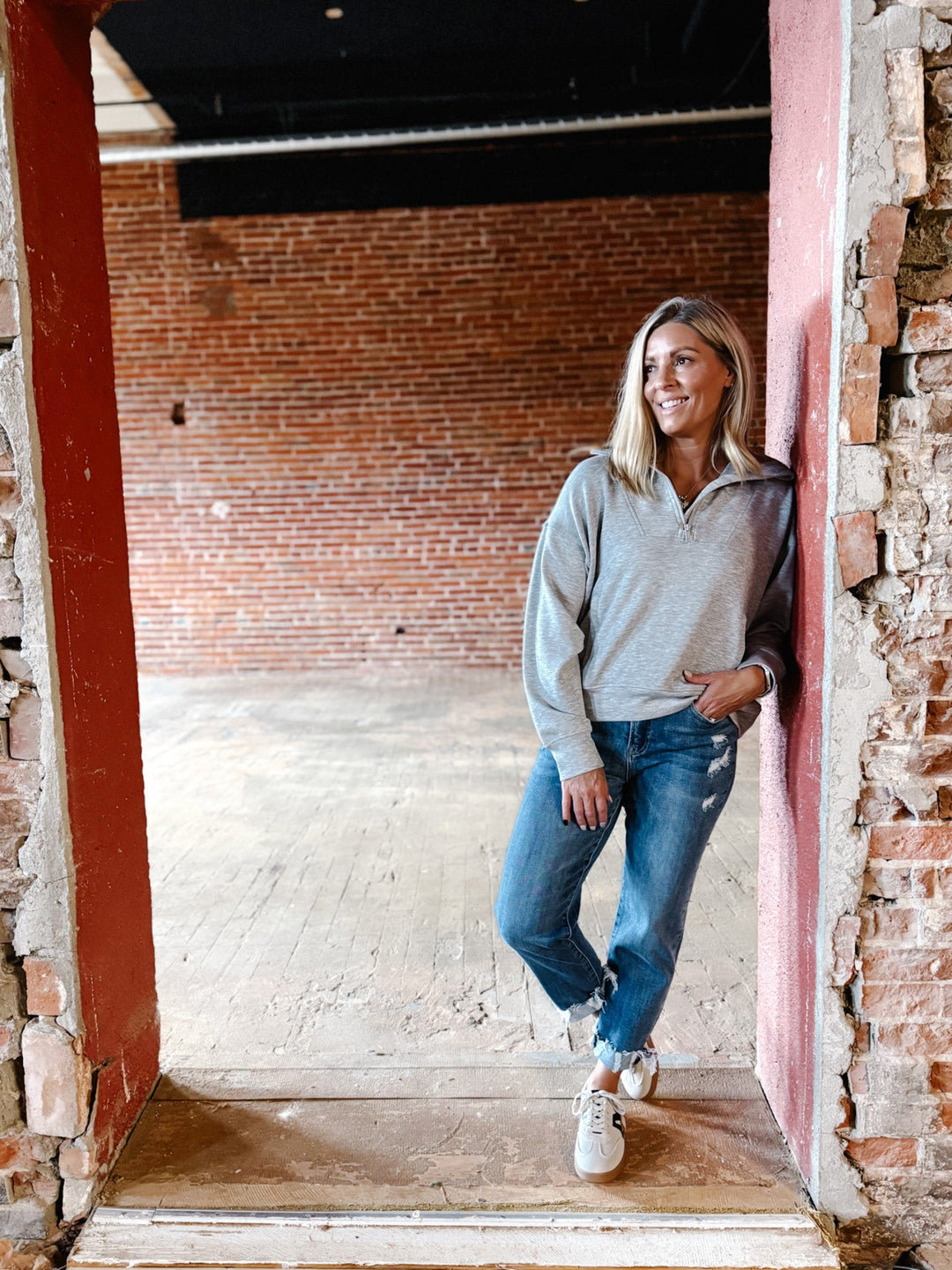 Halo Quarter Zip Pullover, Heather Grey