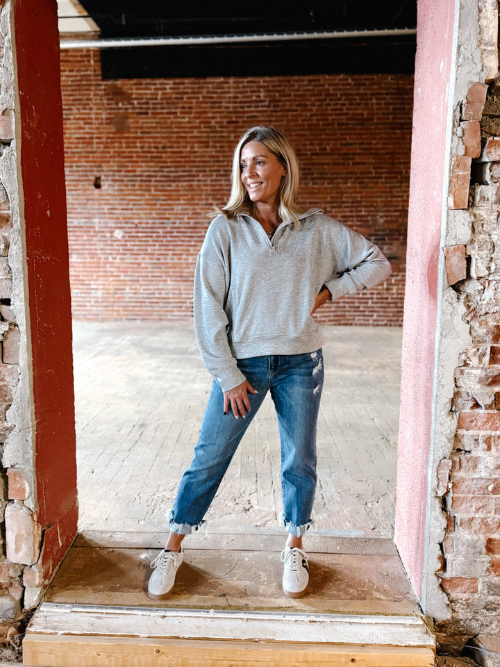 Halo Quarter Zip Pullover, Heather Grey