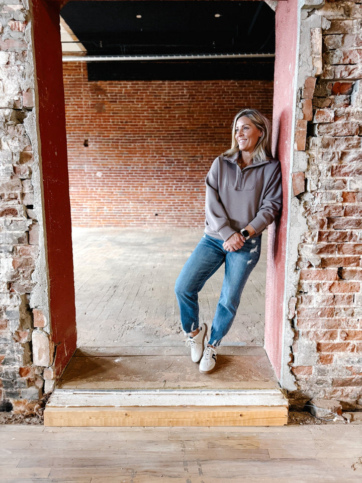 Halo Quarter Zip Pullover, Mocha