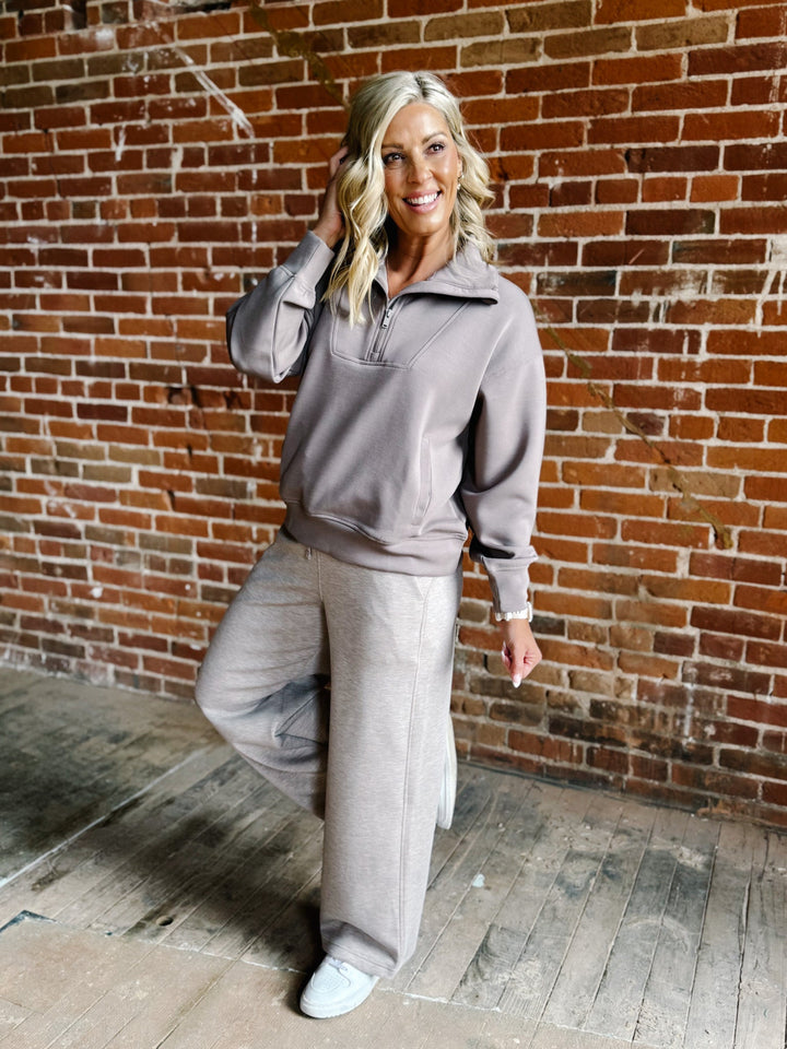 Halo Quarter Zip Pullover, Mocha