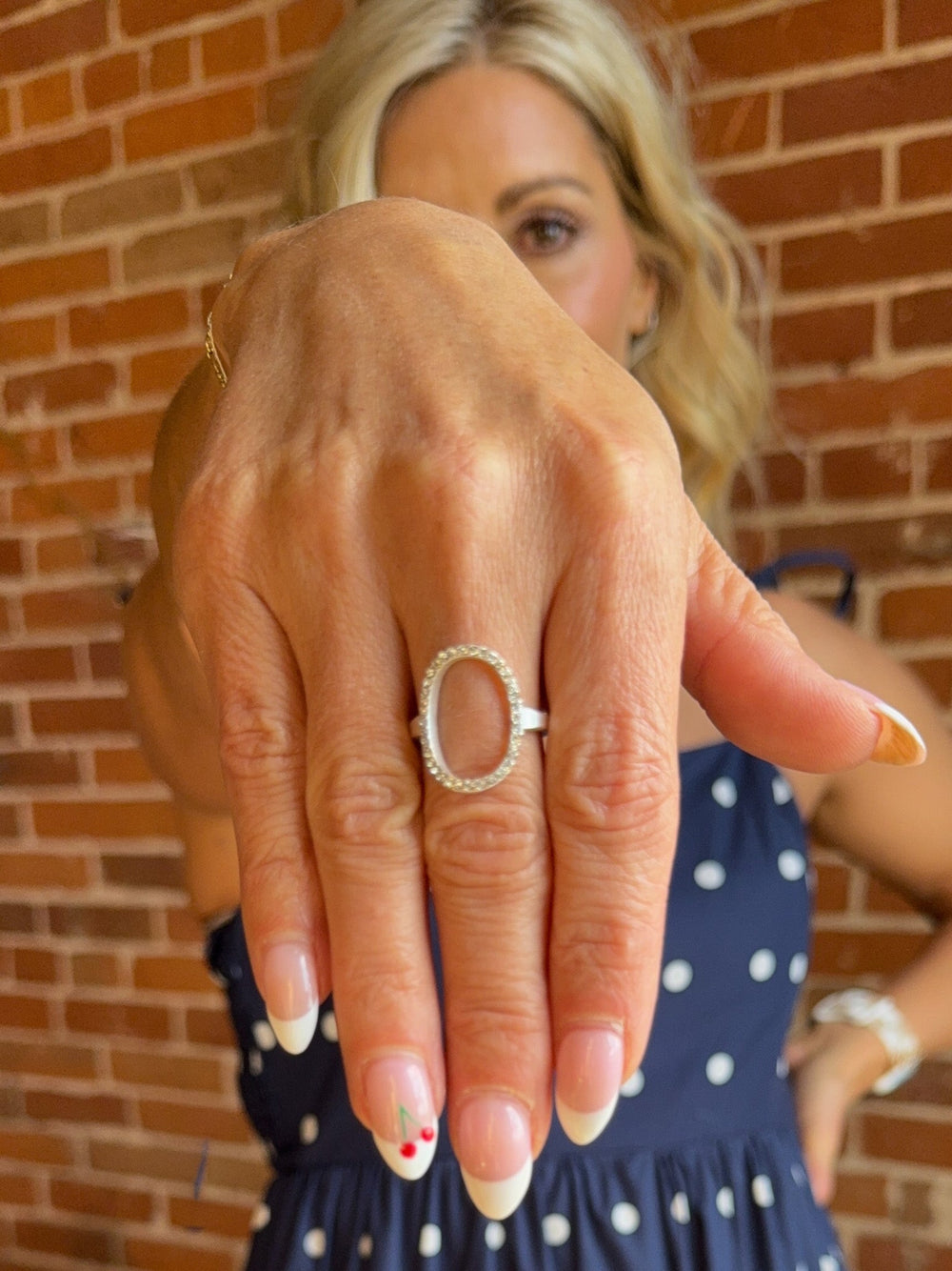 Hazel Open Circle Glass Crystal Accent, Satin Silver