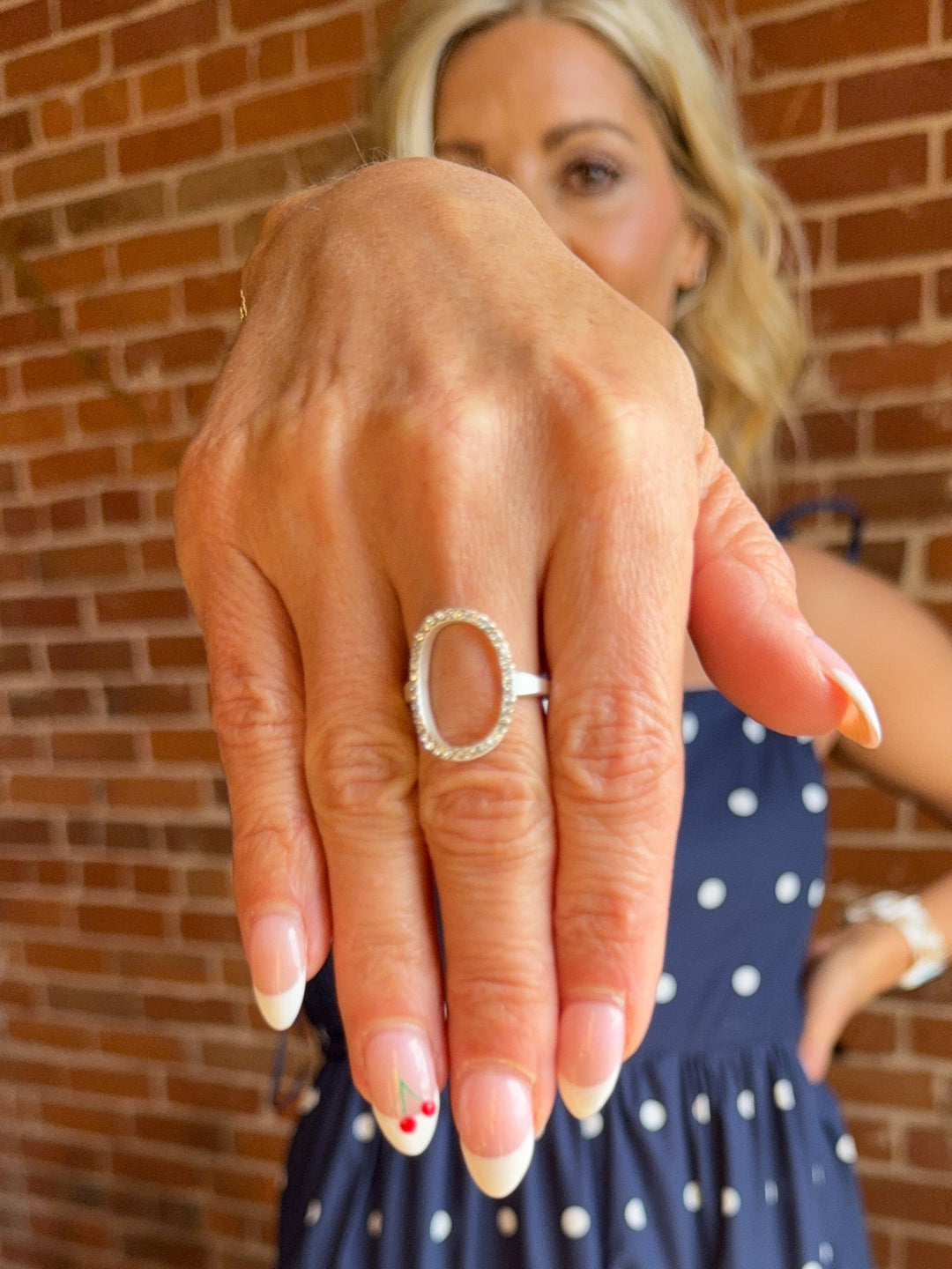 Hazel Open Circle Glass Crystal Accent, Satin Silver