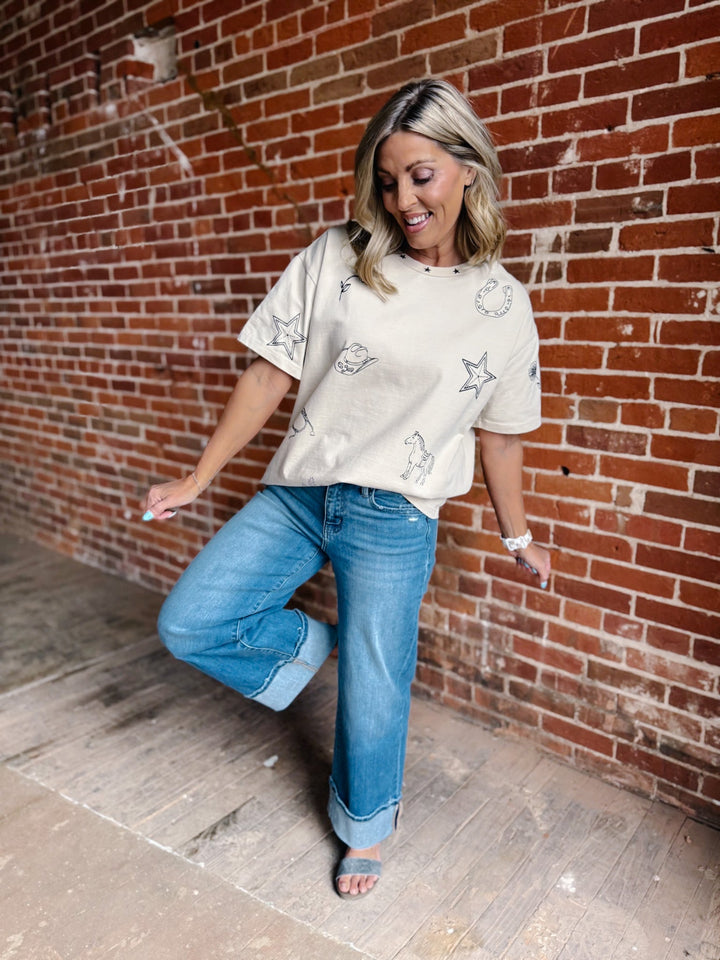 High Noon Icons Boxy Graphic Tee, Bone