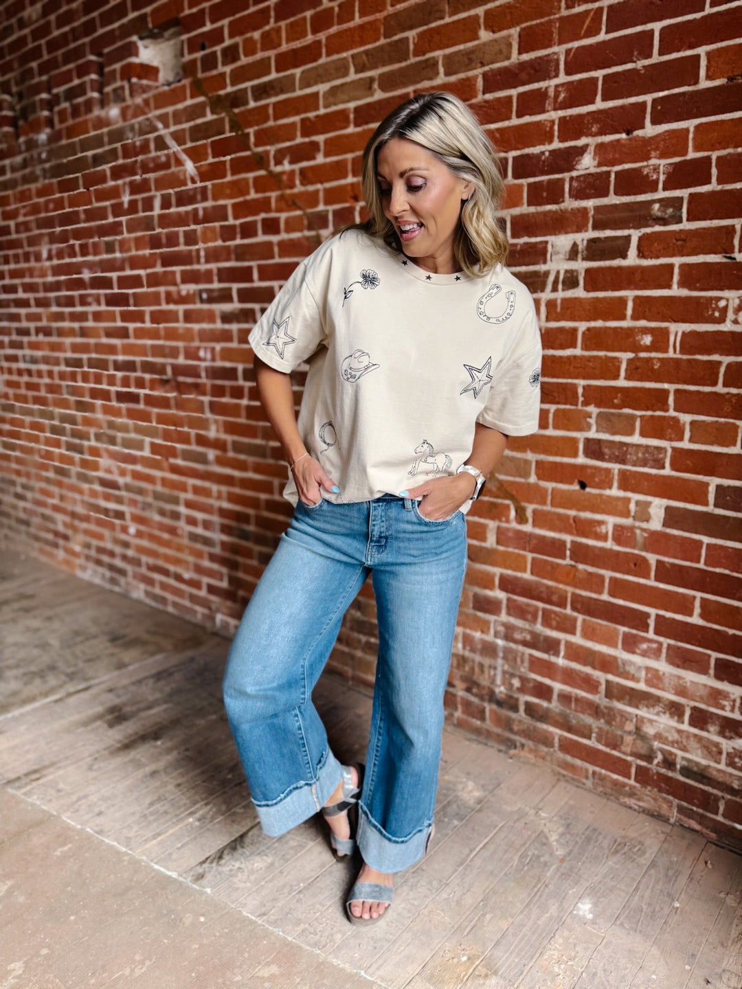 High Noon Icons Boxy Graphic Tee, Bone