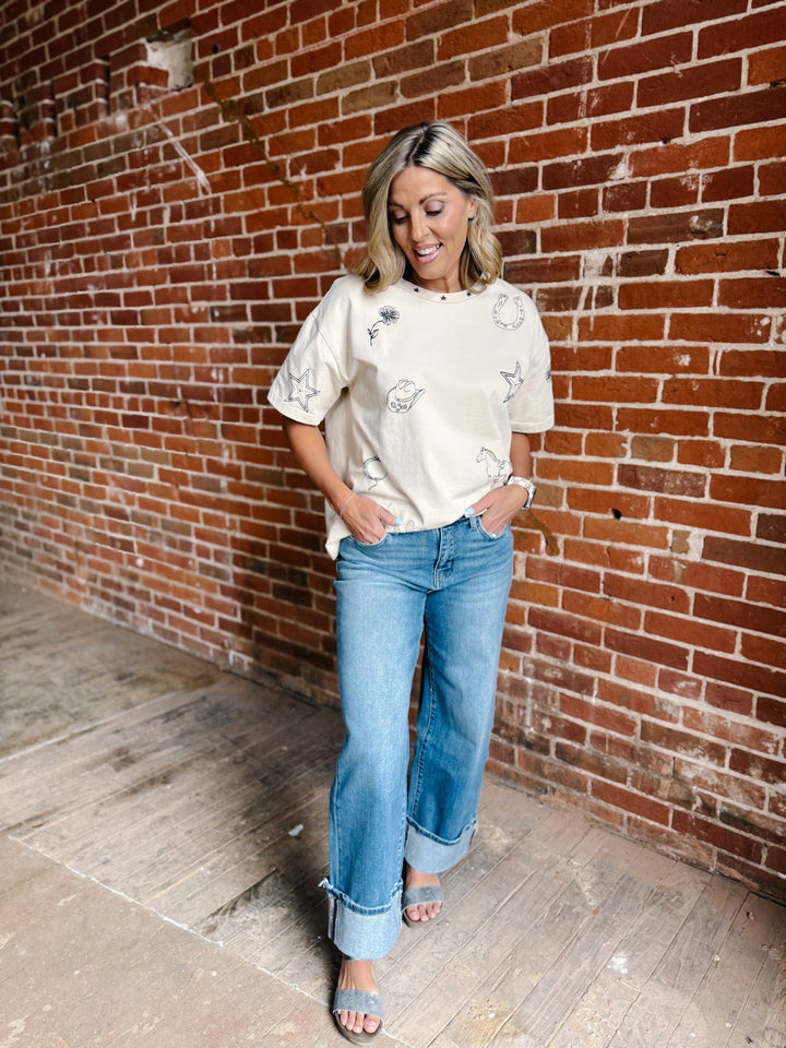 High Noon Icons Boxy Graphic Tee, Bone