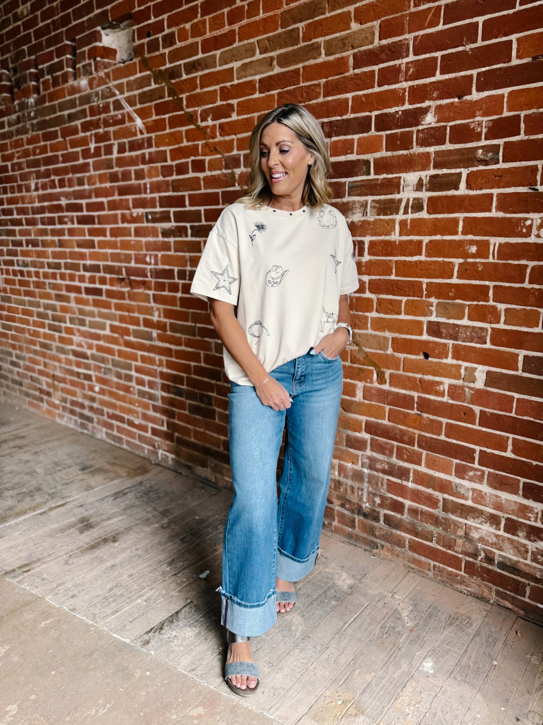 High Noon Icons Boxy Graphic Tee, Bone