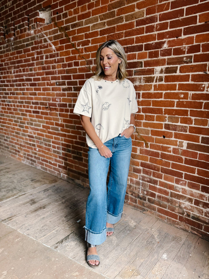 High Noon Icons Boxy Graphic Tee, Bone