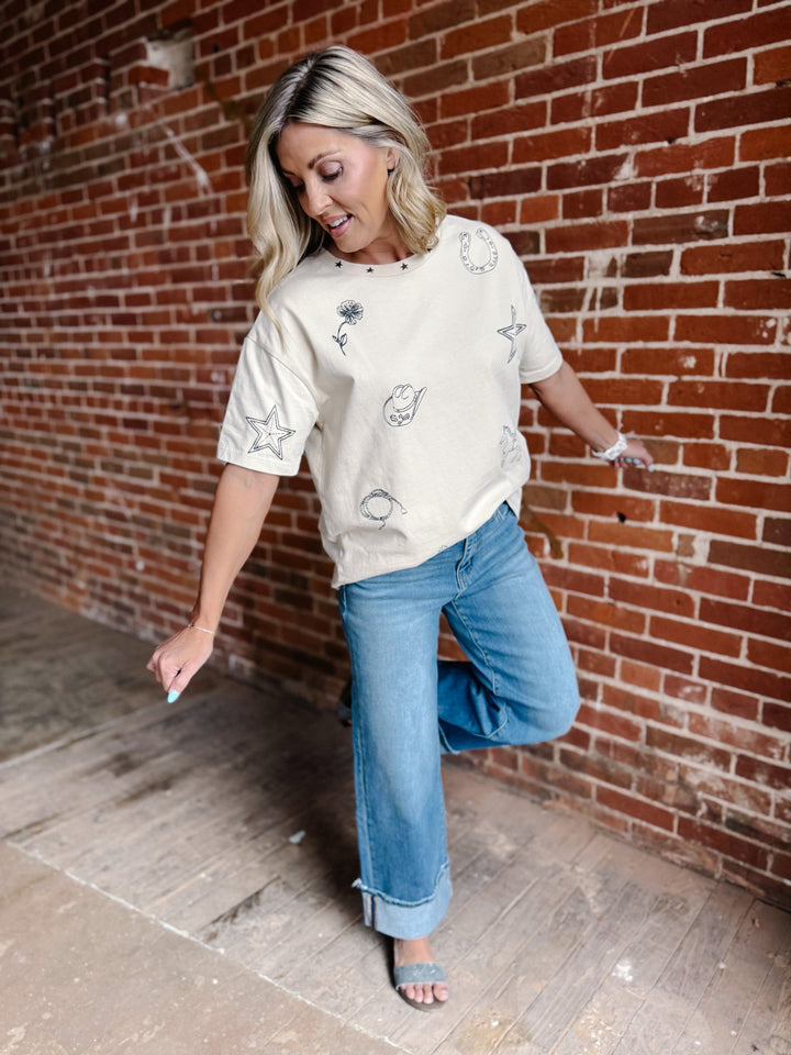 High Noon Icons Boxy Graphic Tee, Bone