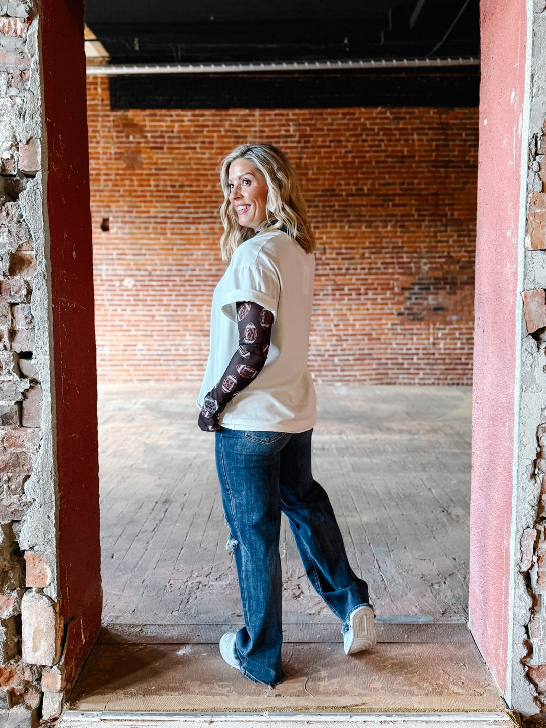 Hot Girls Like Football Graphic Tee, White