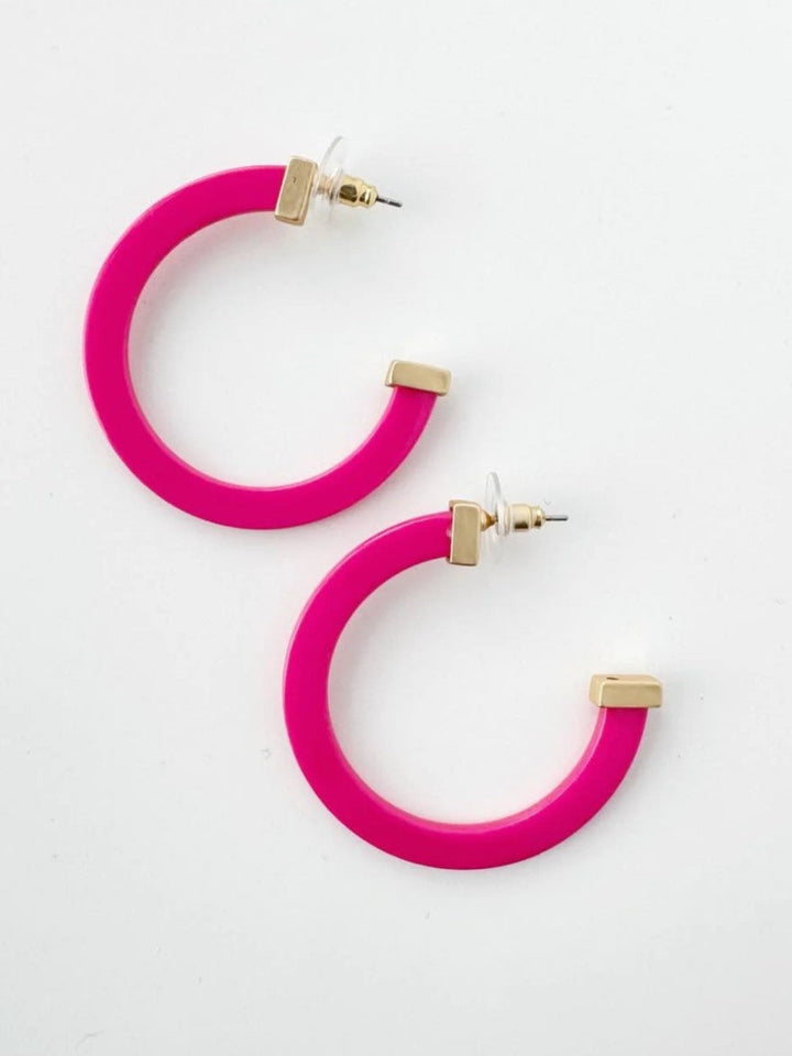 Large Acrylic Hoop Earring, Hot Pink