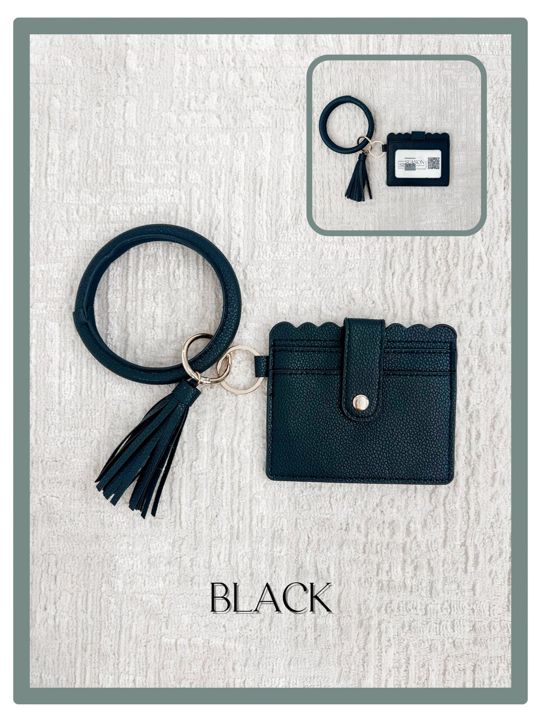 ID Card Wallet Keychain, Black