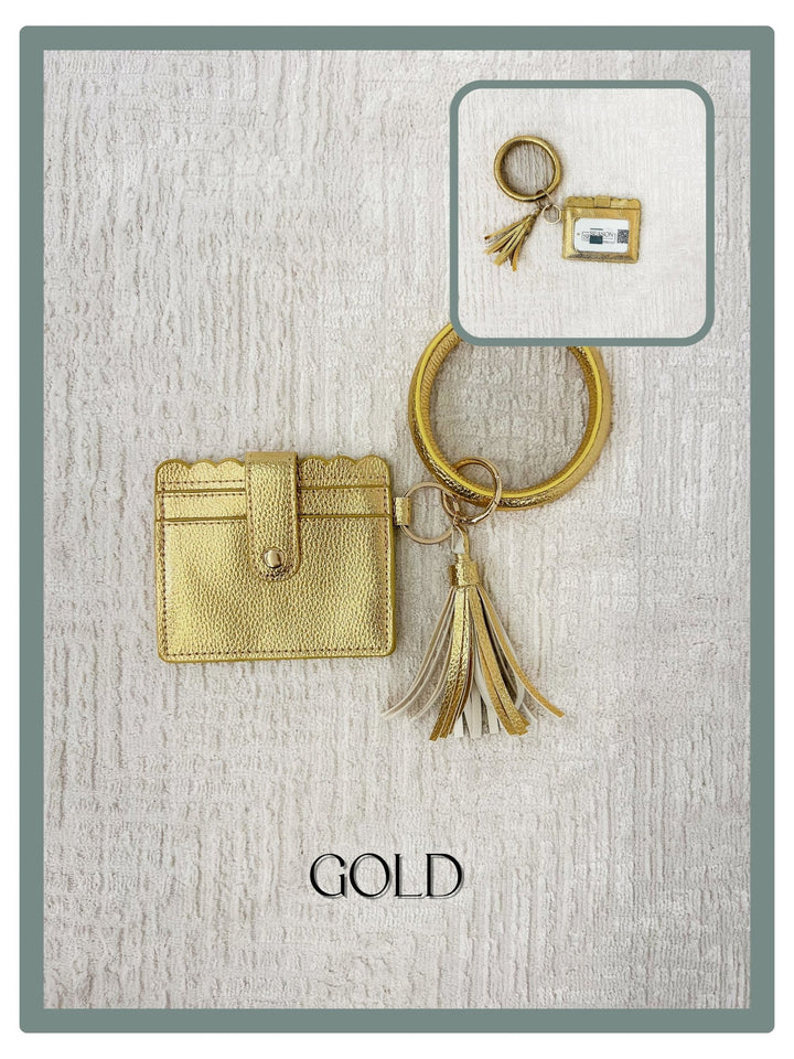 ID Card Wallet Keychain, Gold