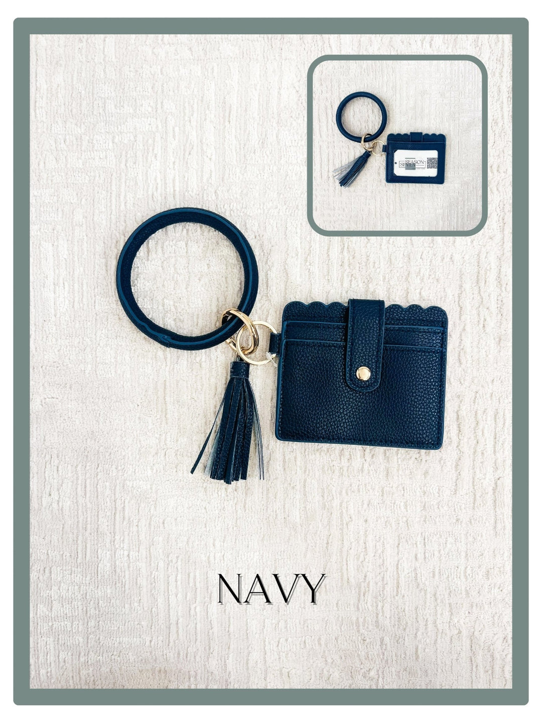 ID Card Wallet Keychain, Navy