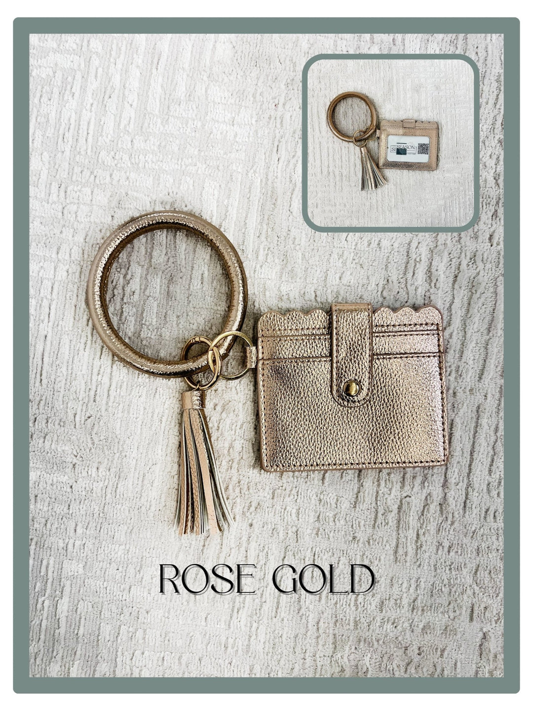 ID Card Wallet Keychain, Rose Gold