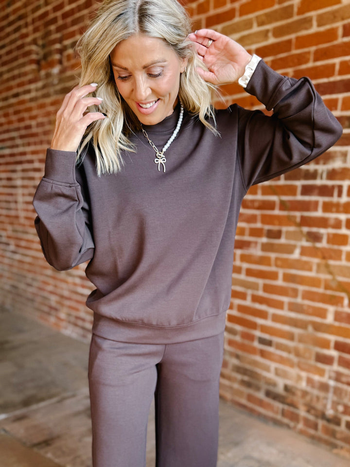 I Feel Good Scuba Pullover, Espresso