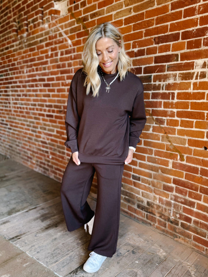 I Feel Good Scuba Pullover, Espresso