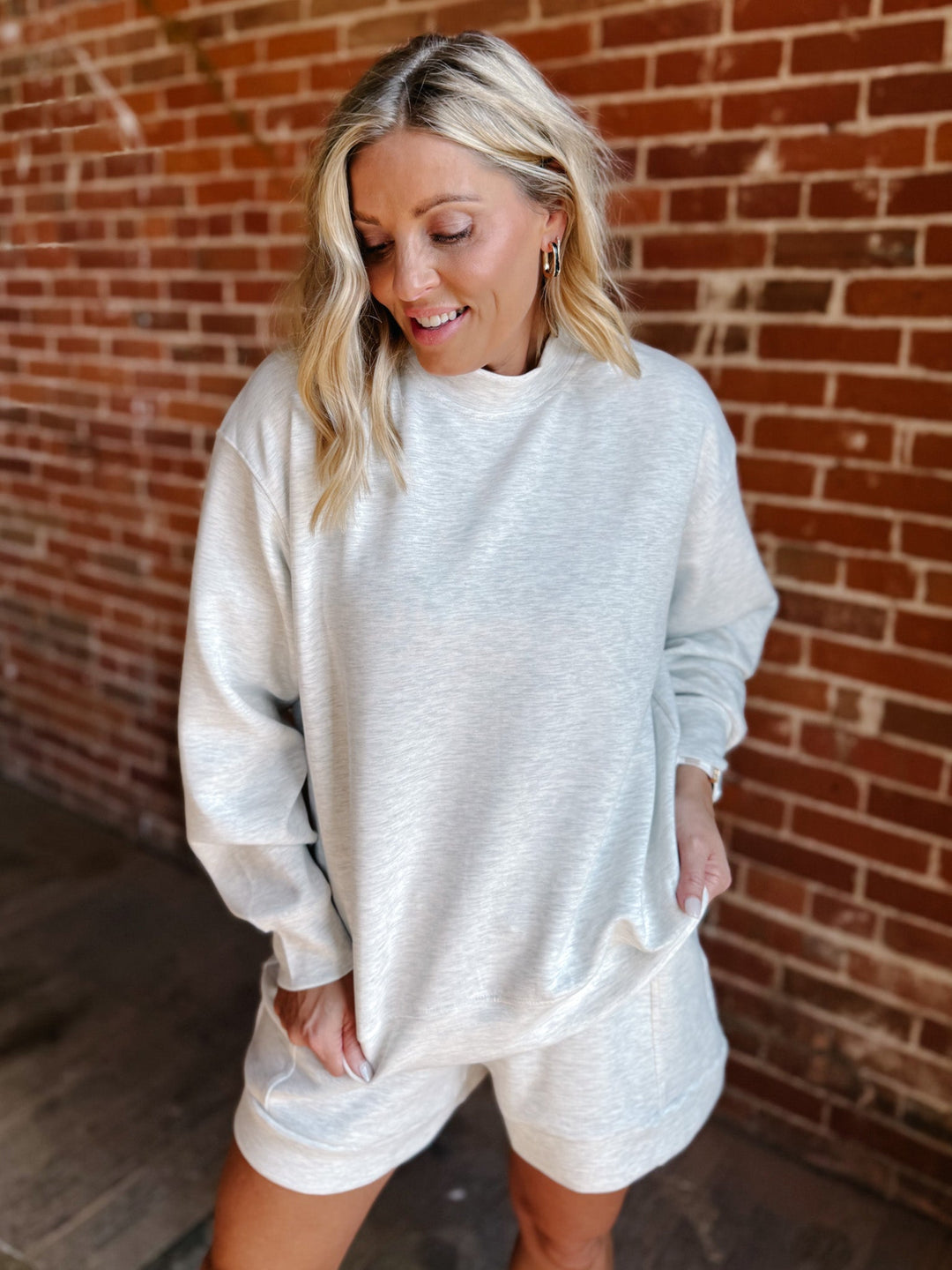I Feel Good Scuba Pullover, Light Heather Grey