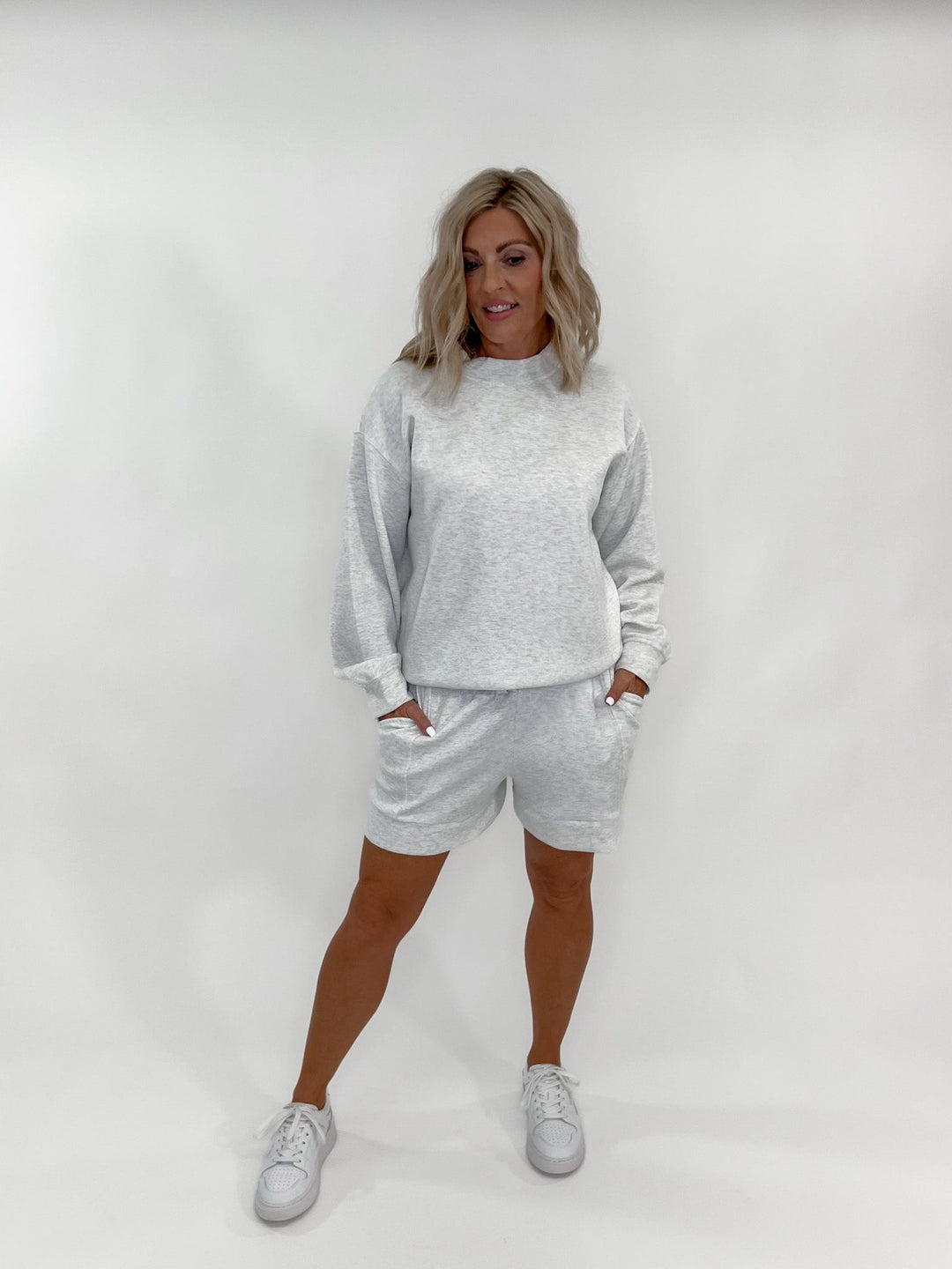 I Feel Good Scuba Pullover, Light Heather Grey